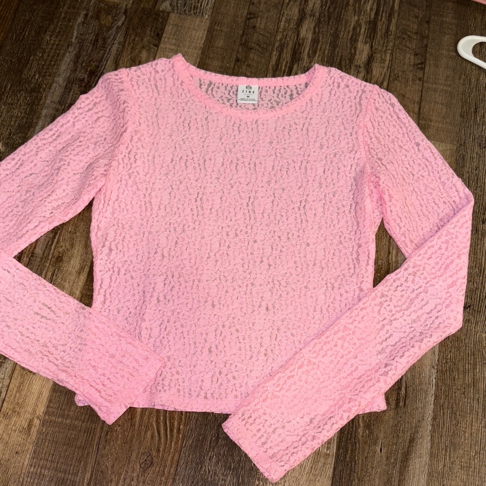 Zine Clothing Light Pink Textured Long Sleeve Tee